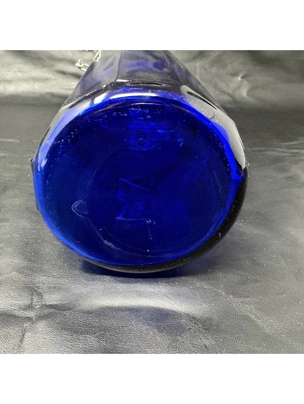 Cobalt Blue Jar Glass Storage Holder With Attached Wire Locking Lid 10” Tall